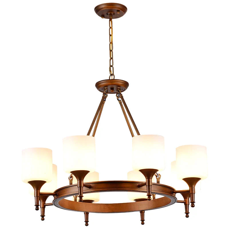 DecorBites™ Country Fabric Chandelier: Wrought Iron Bedroom Kitchen Living Room Ceiling Light