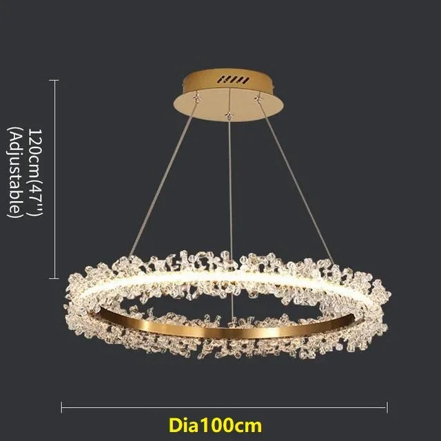DecorBites™ Crystal Gold Ring LED Chandelier for Home Decoration Luxurious Living Room Dining Bedroom