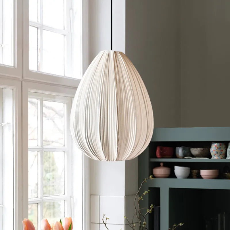 Pleated Fabric Pendant Light Wabi Sabi 3-Head