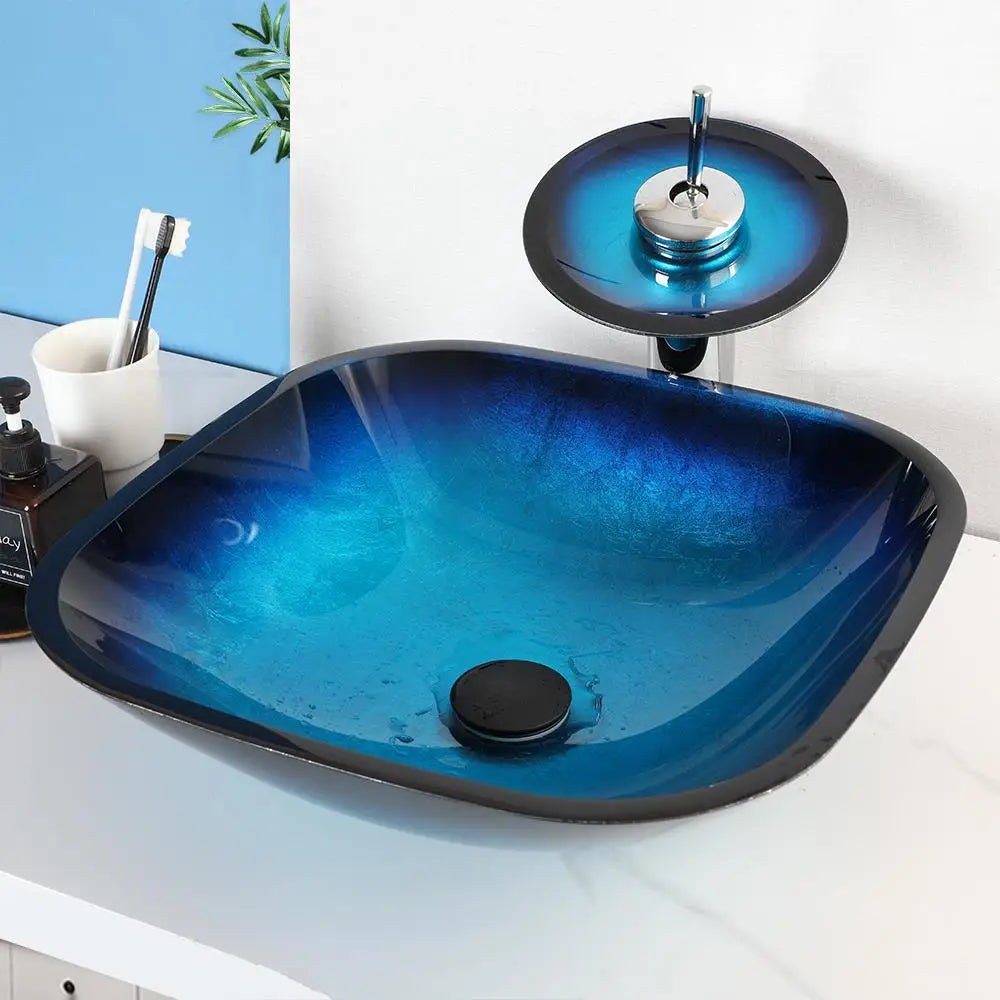 Blue Glass Basin Faucet
