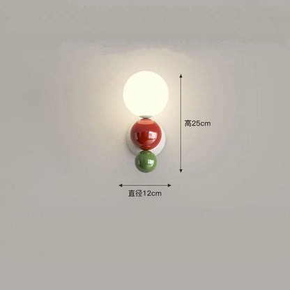 DecorBites™ LED Wall Light Red Green White Metal Kids Room Lamp White Acrylic Ball