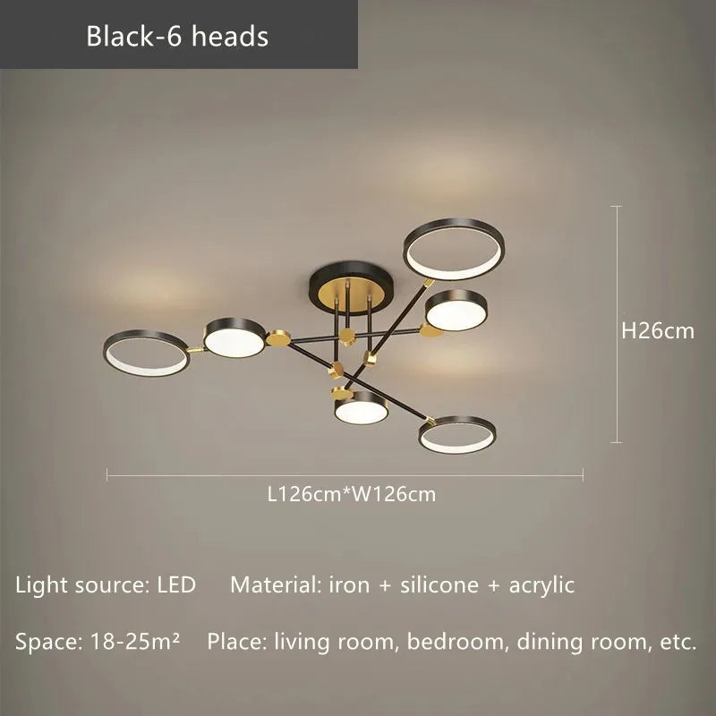 DecorBites™ Gold Frame LED Ceiling Lamp - Remote Control Dimmable Chandelier