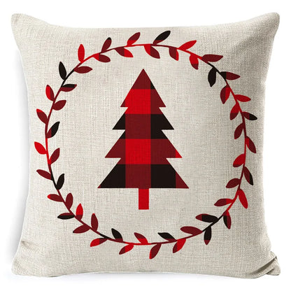 DecorBites™ Elk Print Linen Pillowcase: Festive Christmas Cushion Cover for Sofa - 2023 New Year Decor