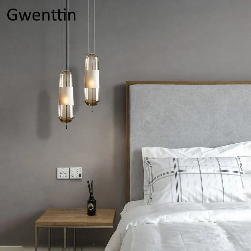 DecorBites™ Glass Pendant Lights for Dining Room Bedroom, LED Industrial Hanging Lamp, Modern Home Decor