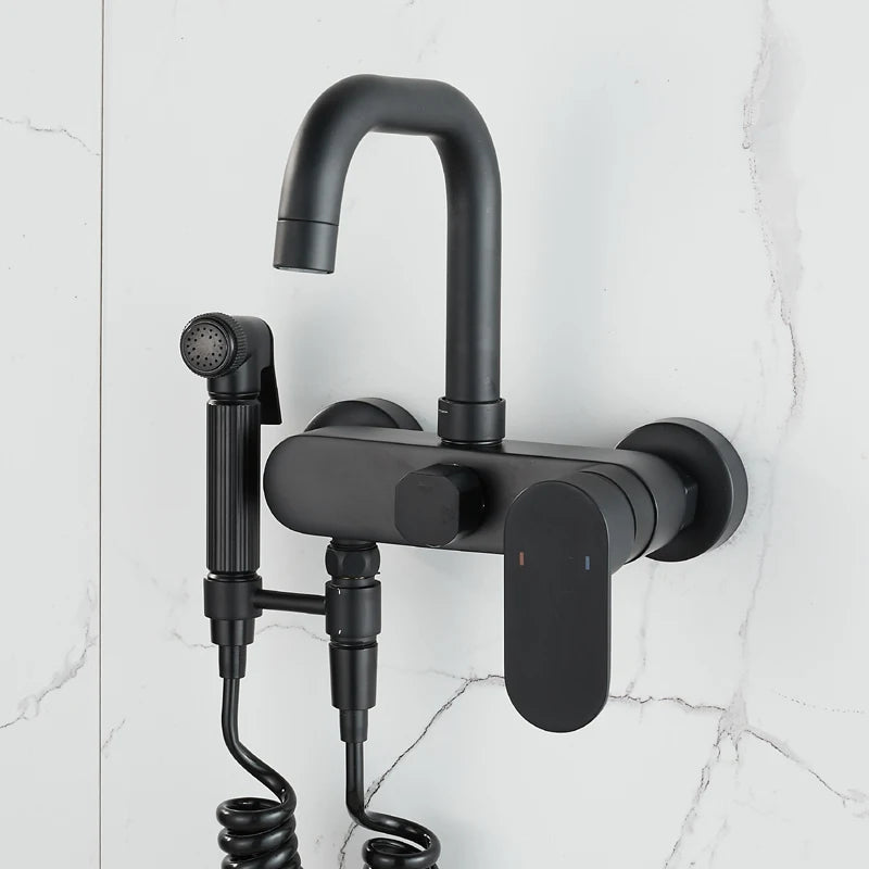 Matte Black Kitchen Faucet Wall Mounted