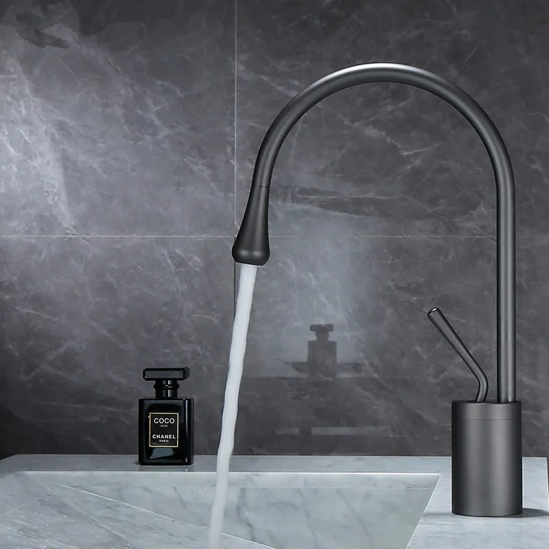 DecorBites™ Brushed Gold Basin Faucet Hot Cold Swivel Sink Water Crane