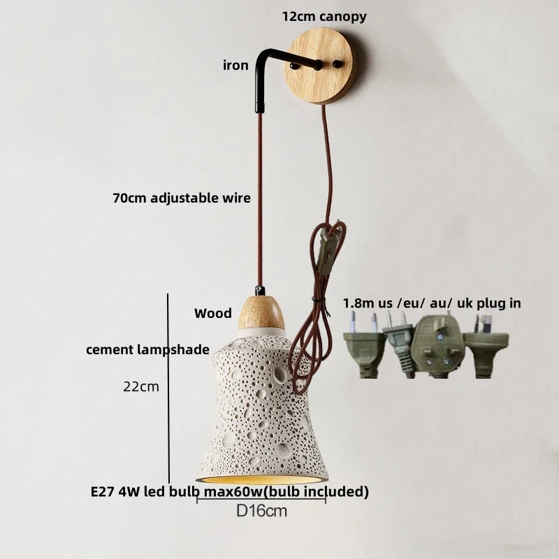 DecorBites™ Japanese Style LED Wood Wall Light with Pull Chain Switch for Bedroom and Restaurant