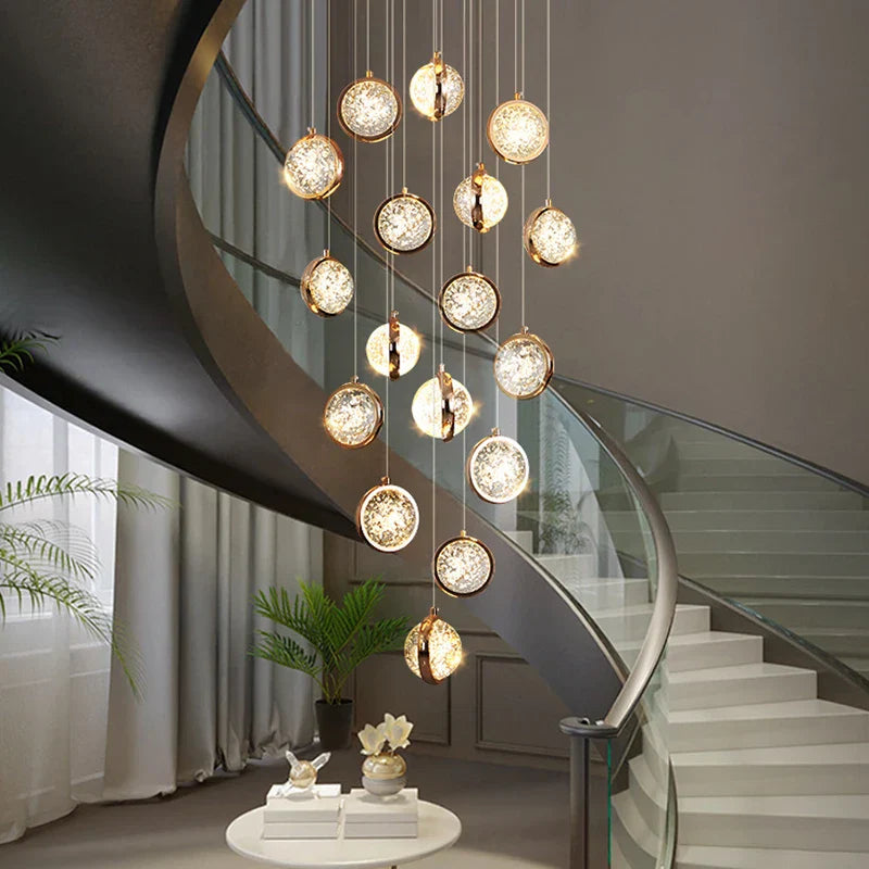 DecorBites™ Crystal Ball Chandelier: Modern Loft & Staircase Hanging Light for Home, Hotel & Mall