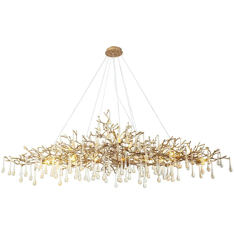 Crystal Copper Branch Chandelier