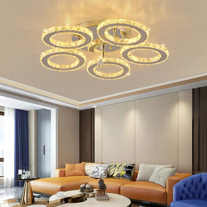 DecorBites™ Crystal LED Rings Ceiling Chandelier Dimmable Luminaire