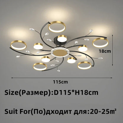 DecorBites™ Gold Aluminum LED Chandelier with K9 Crystal, Luxury Pendant Lights for Home Décor