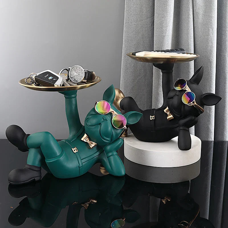 DecorBites™ French Bulldog Sculpture: Abstract Figurine & Key Holder Ornament