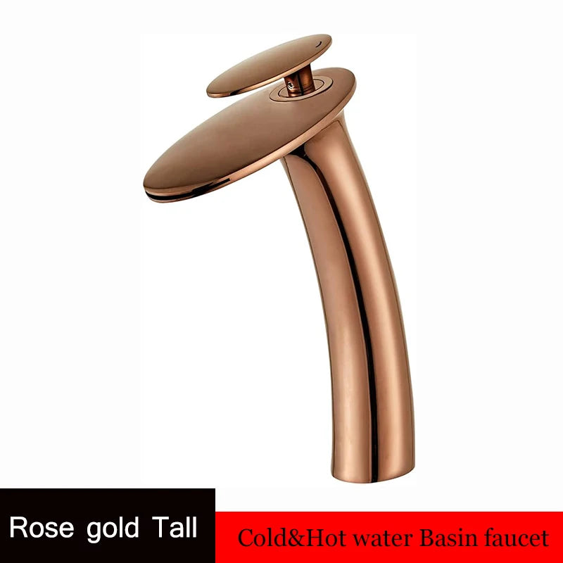 Waterfall Basin Faucet Black Bathroom