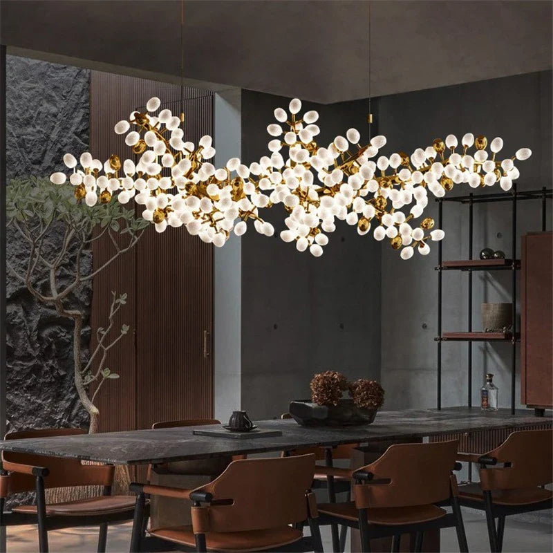 Gold Glass Pendant Chandelier For Kitchen L200cm