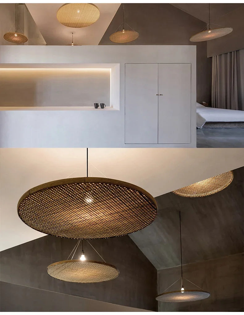 Japanese Retro Bamboo Handmade Restaurant Pendant Light Wabi Sabi Style Hotel Banquet Hall Light Homestay Tea Room Light