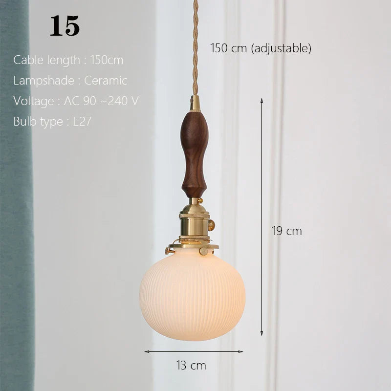 Japanese Ceramic Pendant Light With Copper Finish