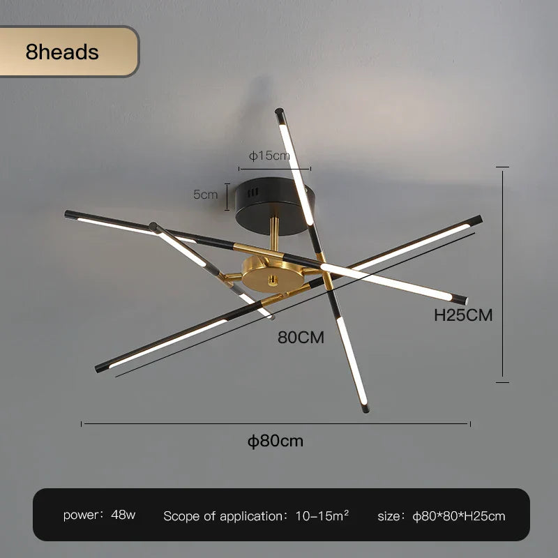 Gold LED Ceiling Chandelier 12-Head Dimmable