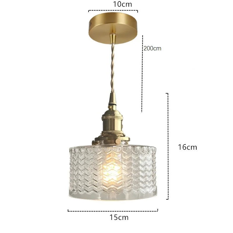 Green Glass Pendant Light Polished Copper 3-Head