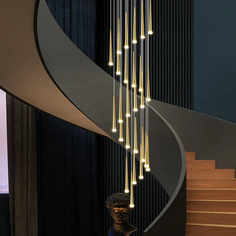 DecorBites™ Golden LED Tapered Chandelier for Modern Living Room & Kitchen Lighting
