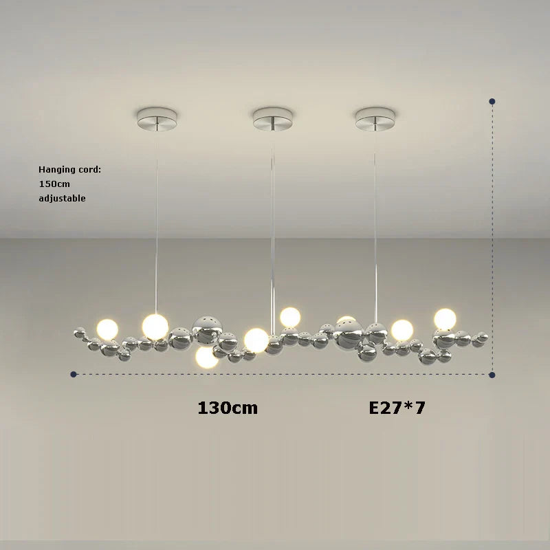 DecorBites™ Designer Molecule Chandelier: LED Dimmable Chrome Gold Lighting 2025 Trend