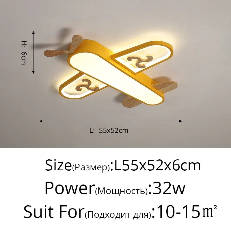 Yellow Blue Wood Ceiling Light