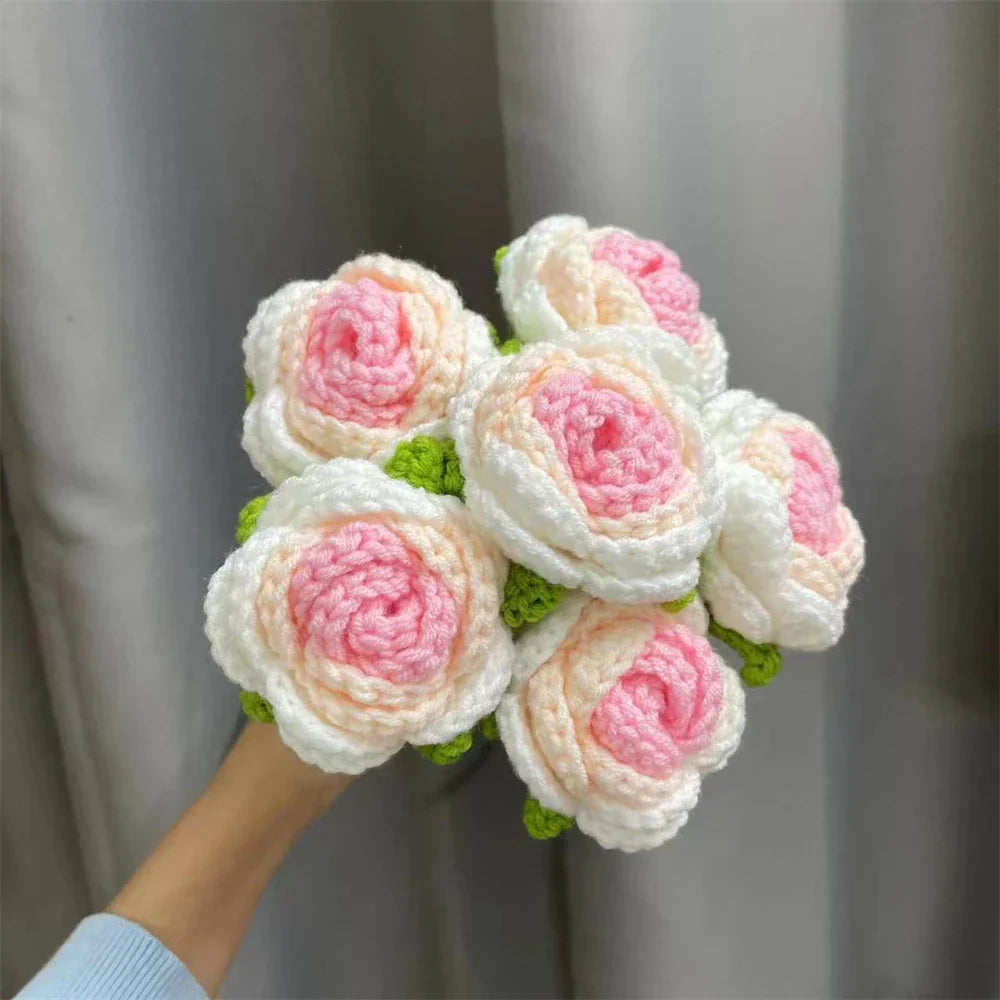 Cotton Rose Crochet Bouquet