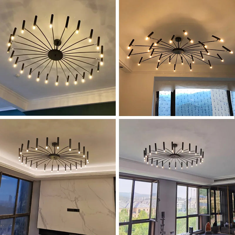 Nordic LED Ceiling Light Gold 24-Head D130cm