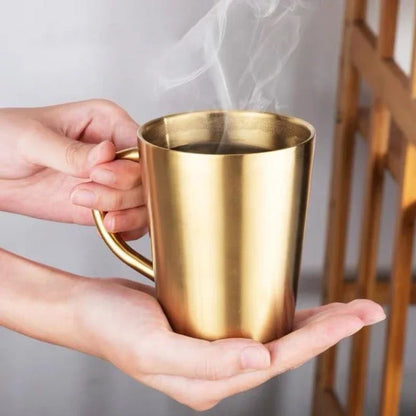 DecorBites™ Double-Layer Stainless Steel Thermal Mug with Handle for Coffee and Beer