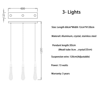 DecorBites™ Crystal Tear Drop Chandelier: Gold LED Pendant Light for Villa Staircase and Living Room