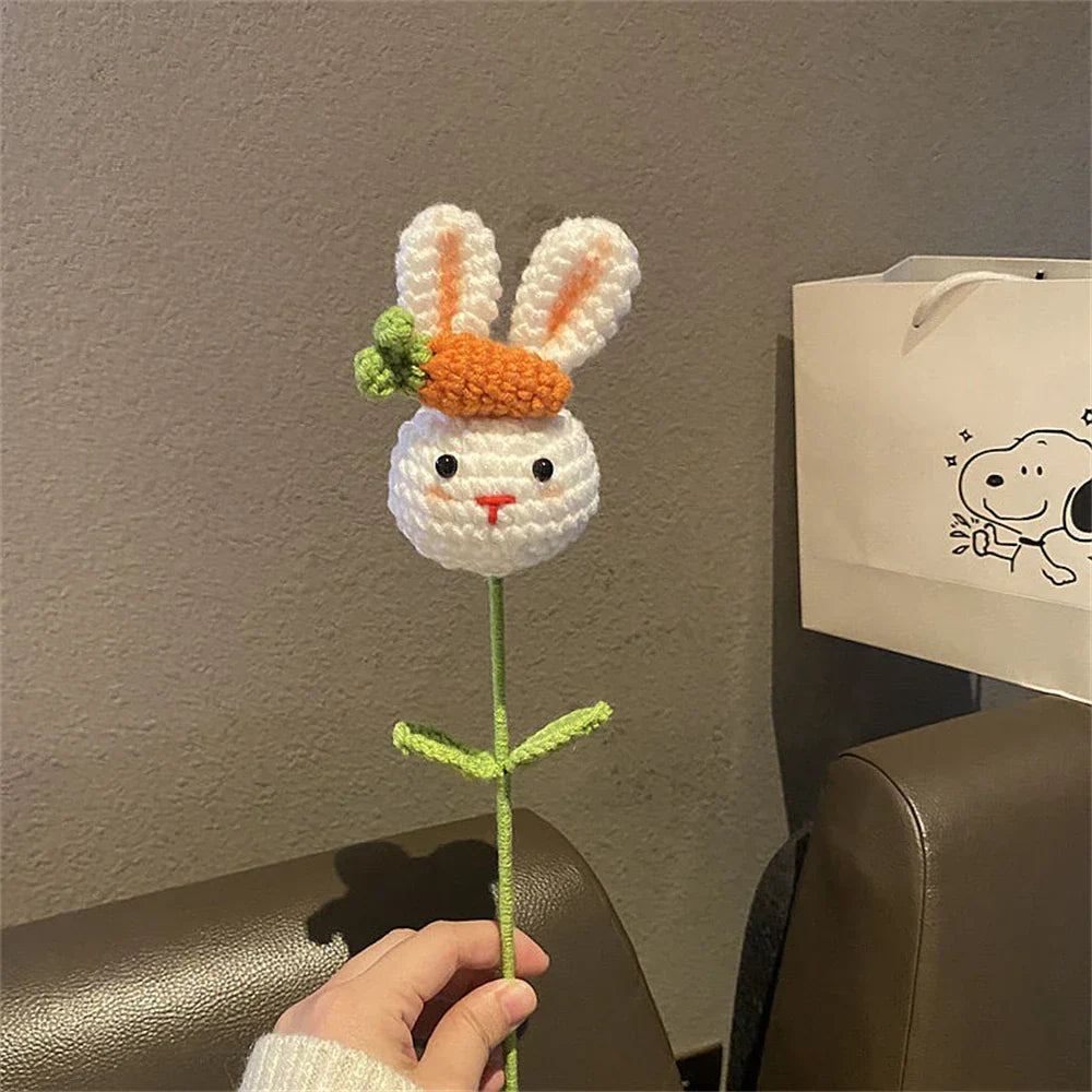 Crochet Sunflower Rabbit Bouquet
