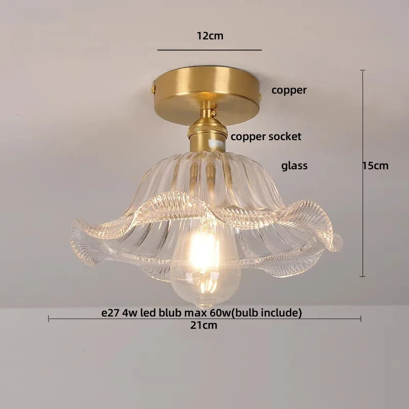 DecorBites™ Green Flower Glass LED Ceiling Light Fixture - Nordic Modern Design