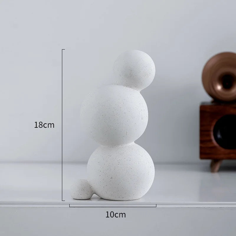 DecorBites™ Geometric Ceramic Handicraft Sculpture: Abstract Circular Desktop Ornament for Home Decor