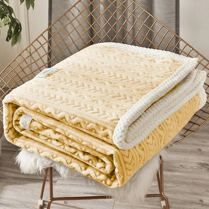 DecorBites™ Coral Fleece Flannel Blanket: Cozy Single/Queen Size Little Quilt - Winter Office/Dorm Warmth
