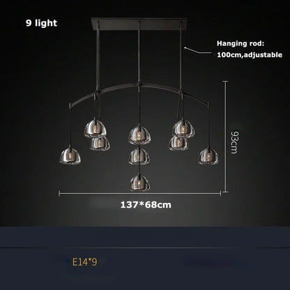 DecorBites™ Black Brass Retro Crystal Copper LED Ceiling Pendant for Home Lighting