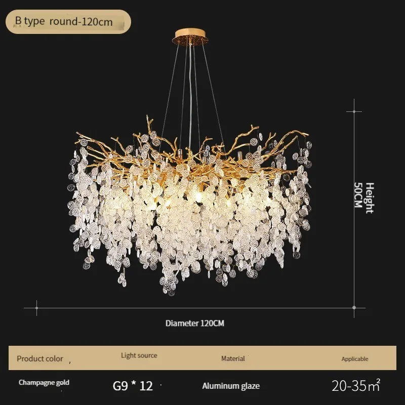 DecorBites™ Crystal LED Chandelier: Luxury Pendant Lamp for Home Decor