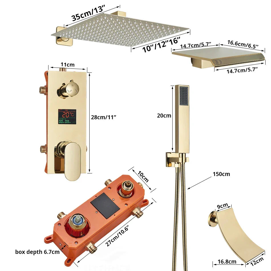 Gold Digital Shower Set