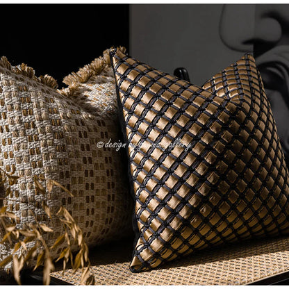 DecorBites™ Ivory Tawny Rabbit Fur Handmade Throw Pillow Covers - Modern Luxury Decor