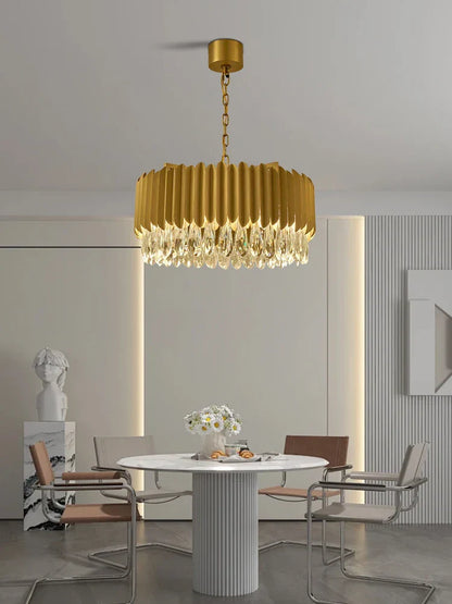 DecorBites™ Crystal Water Droplet Pendant Lights: Elegant LED Dimmable Lamps for Dining Room Foyer