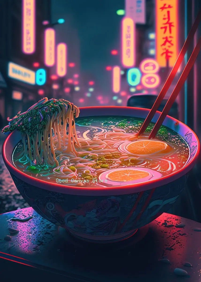 Neon Food Canvas Art