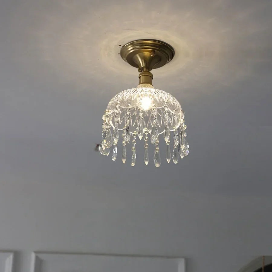 DecorBites™ Glass Grid LED Ceiling Lamp: Luxury Crystal Nordic Copper Ceiling Lights