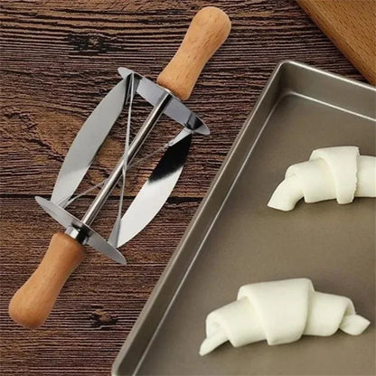 DecorBites™ Croissant Dough Cutter: Stainless Steel Handle, Pastry Wheel Knife for Baking