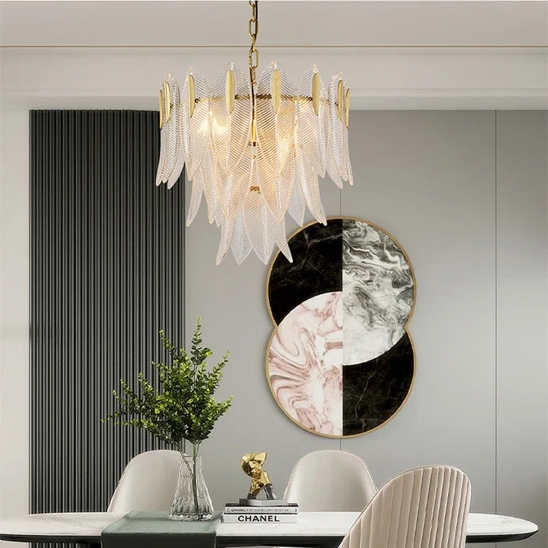 Nordic Leaf Glass Chandelier