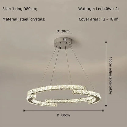DecorBites™ Crystal LED Chandelier Pendant Light Modern Luxury Foyer Ceiling Lamp