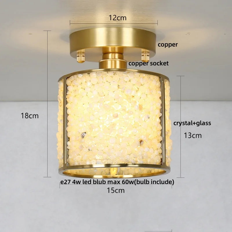 DecorBites™ Crystal Glass LED Ceiling Light Copper Canopy Nordic Modern Design