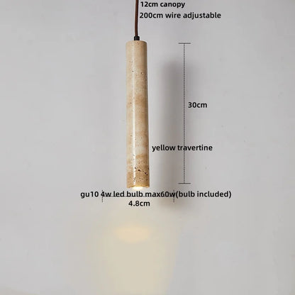 DecorBites™ LED Wood Pendant Light Adjustable Yellow Stone Bedroom Coffee Hanging Lamp