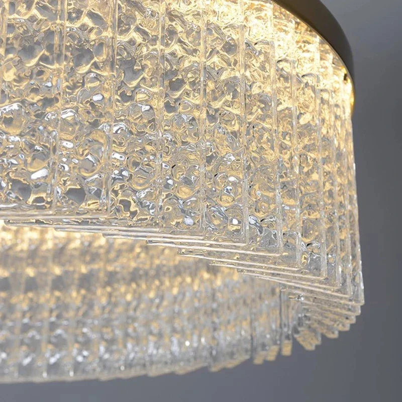 DecorBites™ Crystal Glass Gold Pendant Chandelier for Elegant Kitchen Dining Lighting