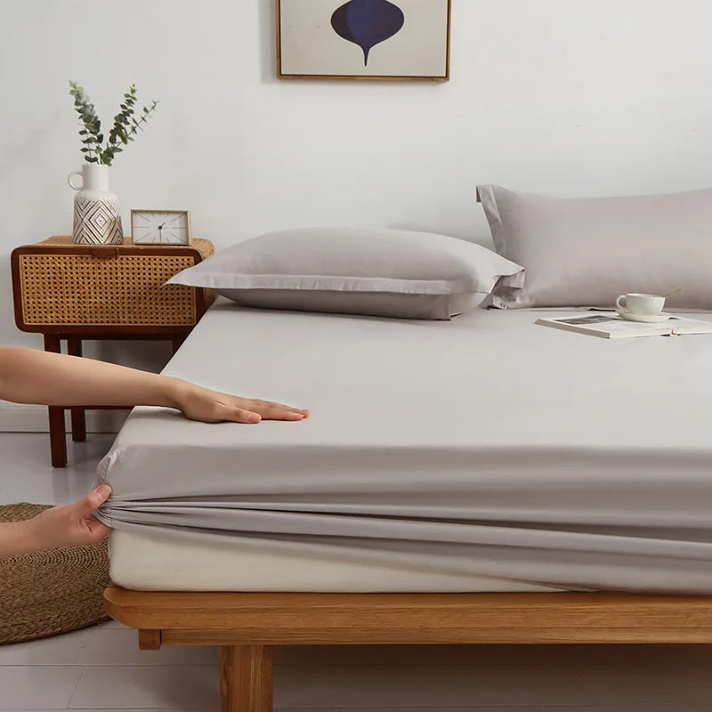 DecorBites™ Cotton Fitted Sheet Set Cozy Bedsheet Pillowcases King Twin Queen Full Size