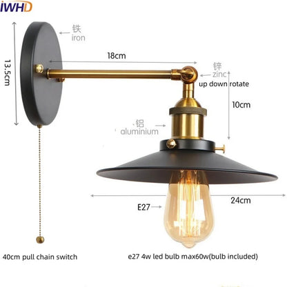 DecorBites™ Gold Industrial LED Wall Lamp for Loft Stair & Bedroom Lighting