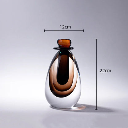 DecorBites™ Double Stained Glass Vase with Lid Gradient Craft Terrarium Decoration