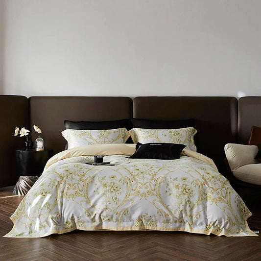 DecorBites™ Luxe 100s Egyptian Cotton Bedding Set: Sheet, Blanket, Cover, Pillowcase